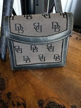 Vintage Dooney and Bourke Leather Signature Monogram Bifold Wallet.